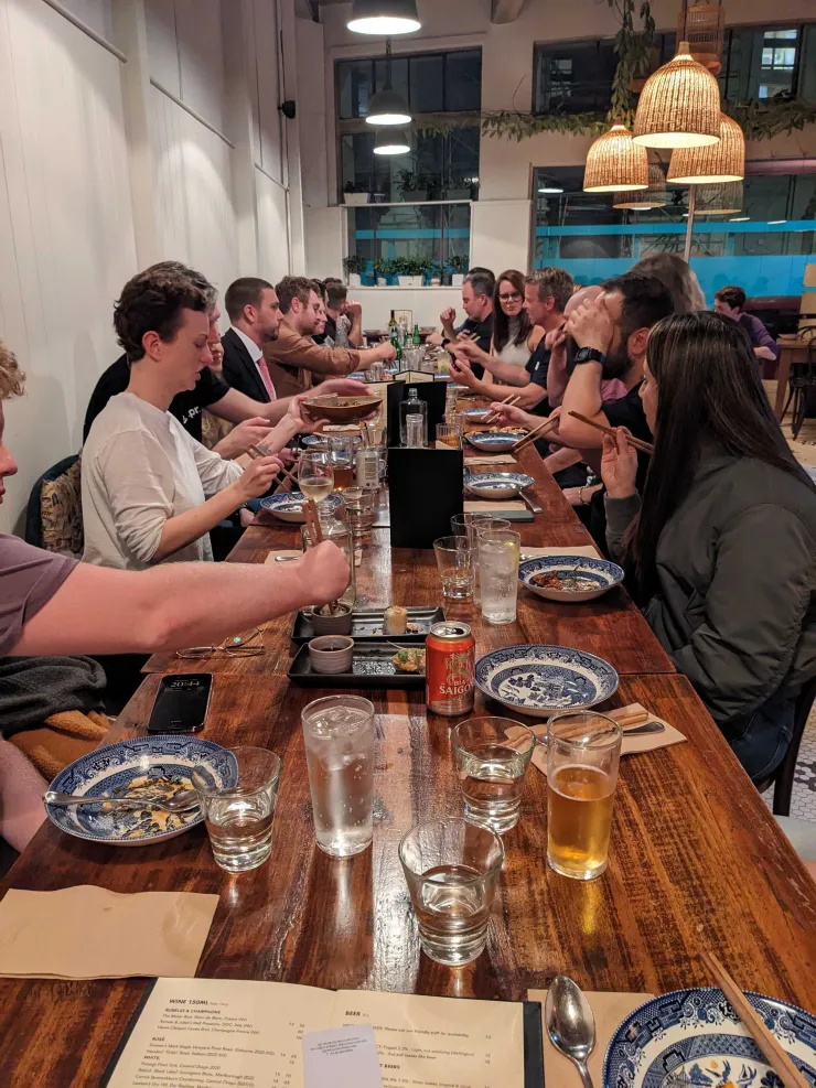 PreviousNext team dinner in Wellington