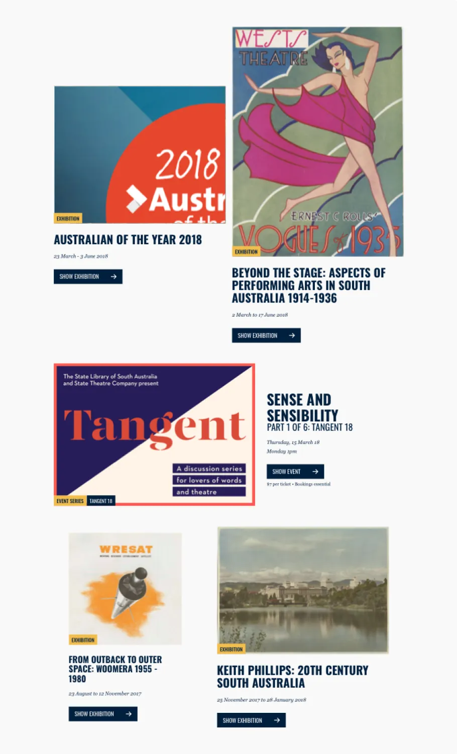 State Library of South Australia event tiles