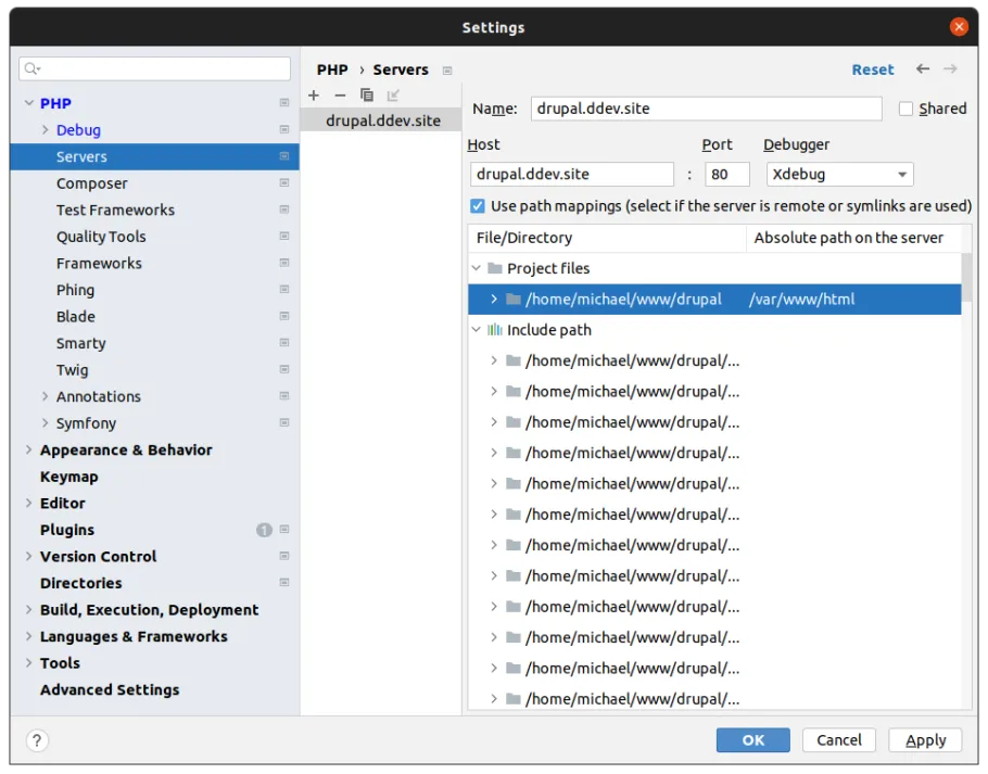 PHP server configuration