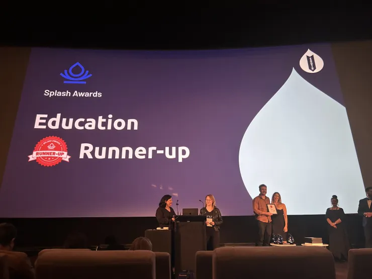 PreviousNext receiving the runner-up award in the Education category at the Splash Awards