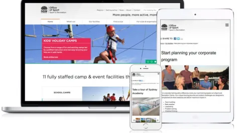 Sport and Rec website screenshots of desktop mobile and tablet