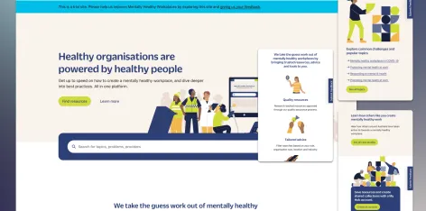 Mentally healthy workplaces platform homepage screenshot