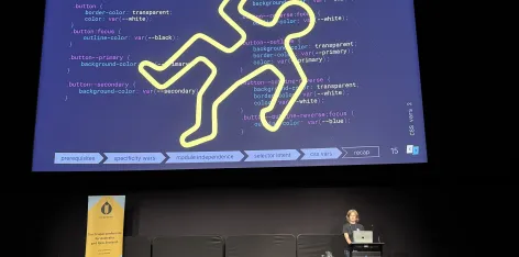 Tina Reymann presenting her CSS talk at DrupalSouth Melbourne 2025
